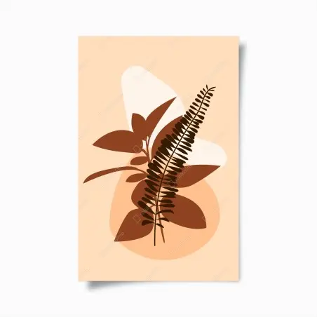 Plakat ziemiste abstrakcyjne liście – Wallissimo®