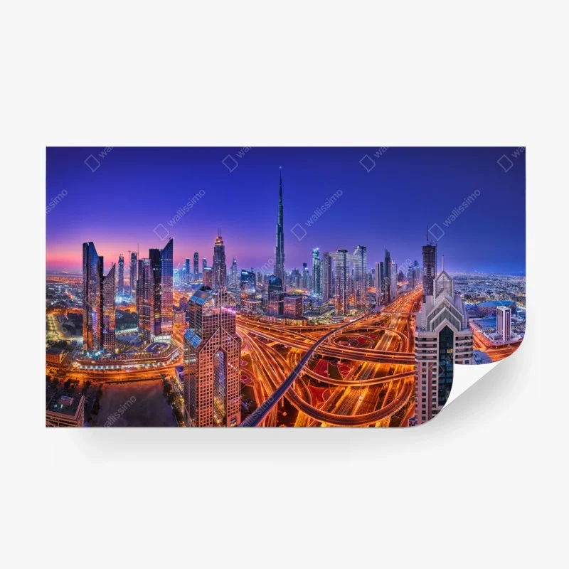 Fototapeta Dubaj nocą: panorama miejskich świateł