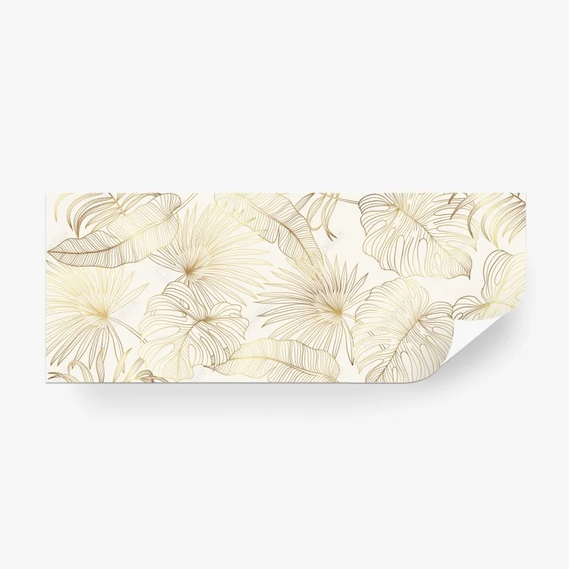 Fototapeta złote tropikalne liście na beżowym tle