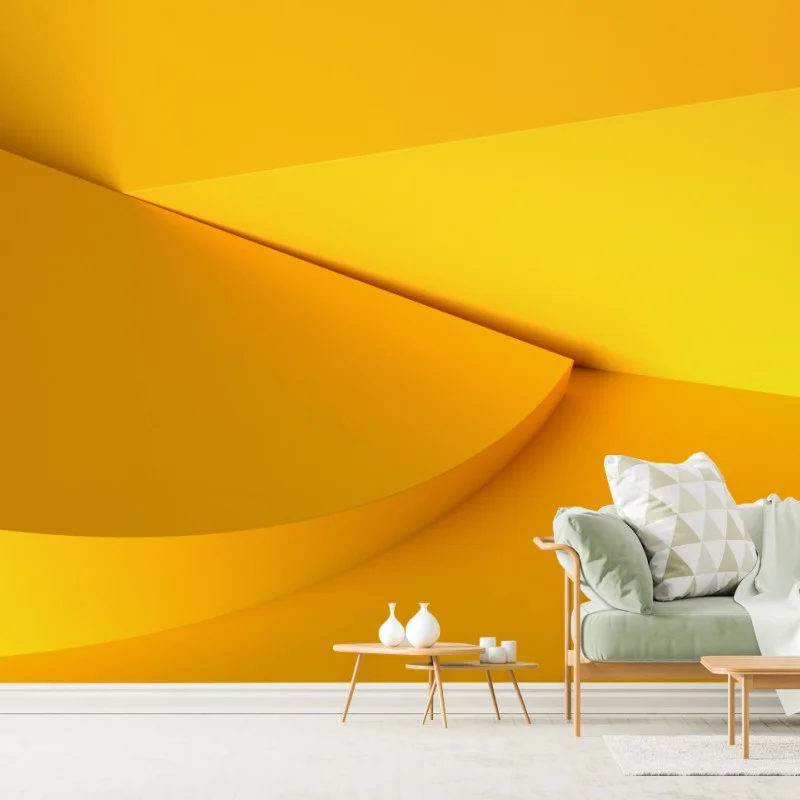 Fototapeta żółta geometryczna abstrakcja 3d
