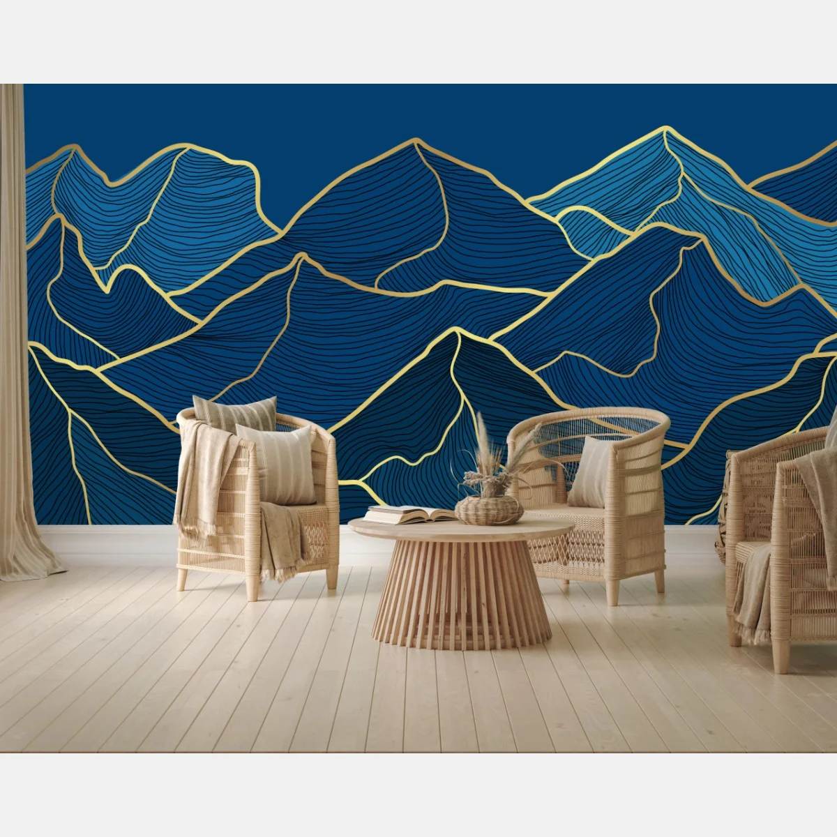 Fototapeta złote linie górskie na granatowym tle – Wallissimo® Fototapeta złote linie górskie na granatowym tle – Wallissimo®