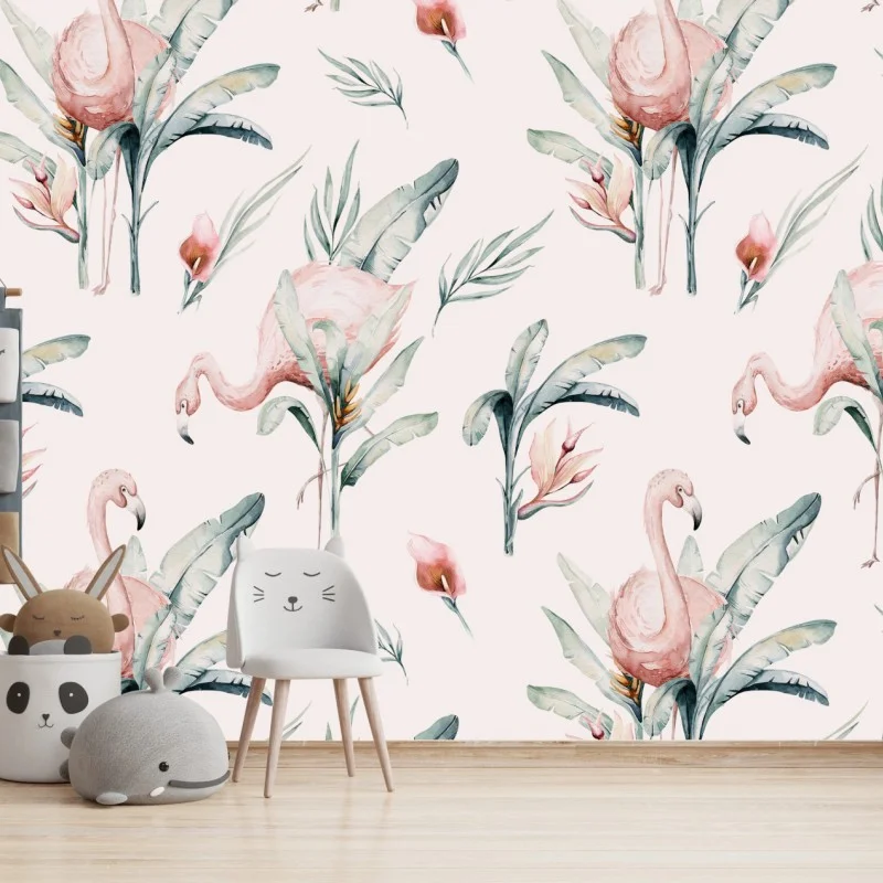 Fototapeta akwarelowy wzór z flamingami