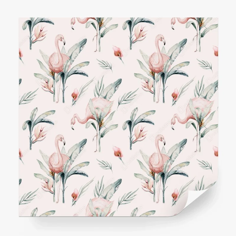 Fototapeta akwarelowy wzór z flamingami