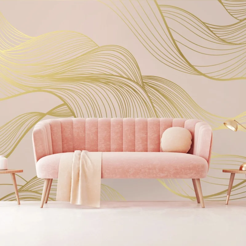 Fototapeta abstrakcyjny wzór złotych fal