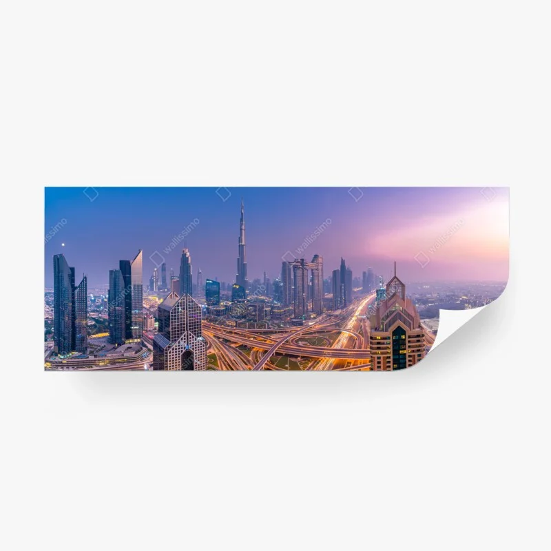 Fototapeta panoramiczny widok Dubaju o zmierzchu