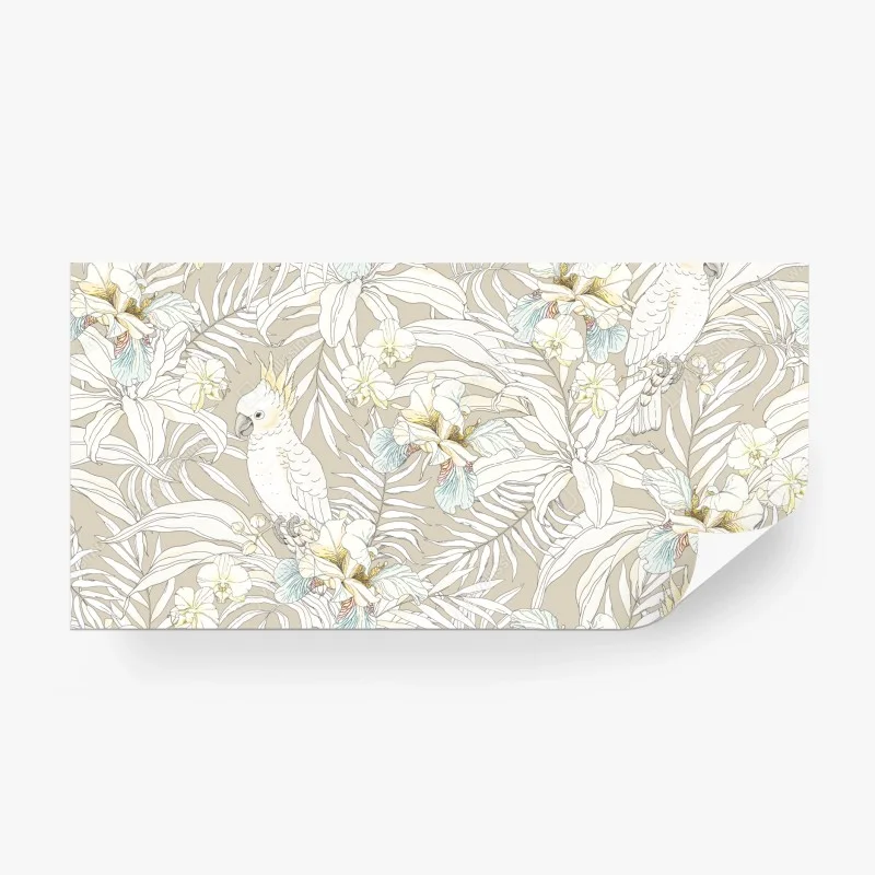 Fototapeta tropikalny wzór z kakadu i kwiatami