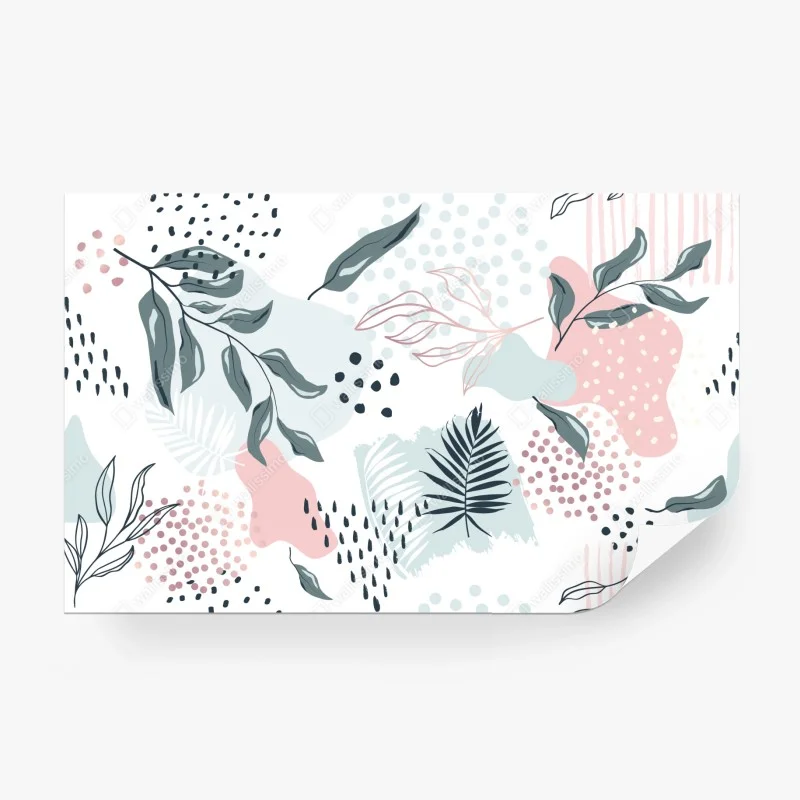 Fototapeta pastelowy botaniczny wzór abstrakcyjny