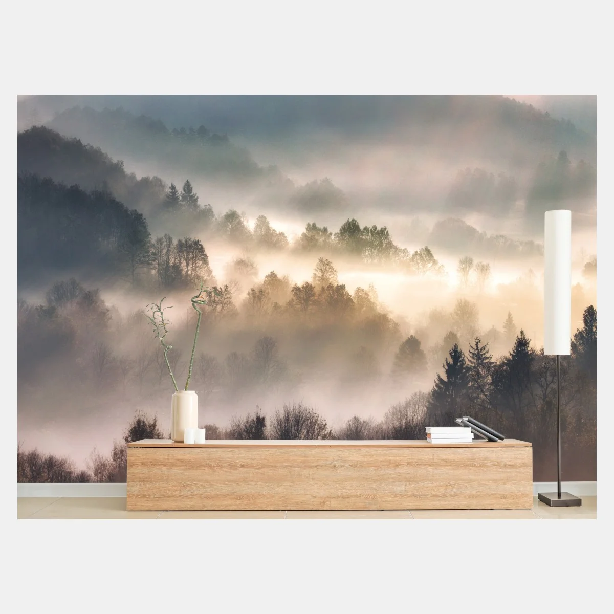 Fototapeta mglisty las o świcie – Wallissimo® Fototapeta mglisty las o świcie – Wallissimo®