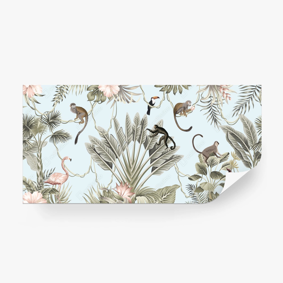 Fototapeta pastelowy wzór dżungli z zwierzętami – Wallissimo®
