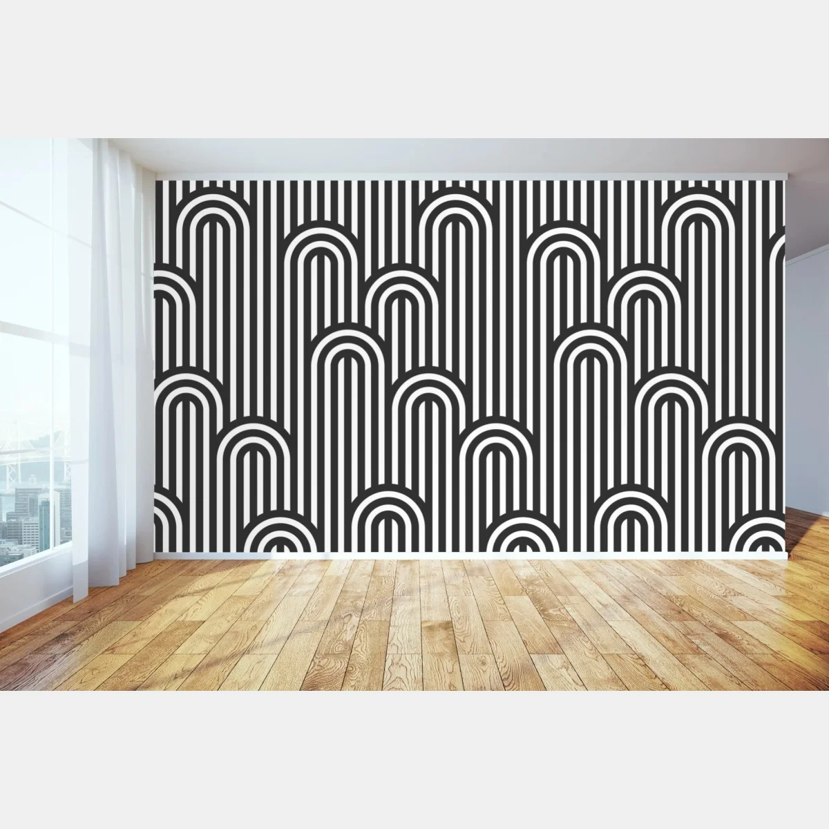 Fototapeta czarno-biały geometryczny wzór w paski – Wallissimo® Fototapeta czarno-biały geometryczny wzór w paski – Wallissimo®