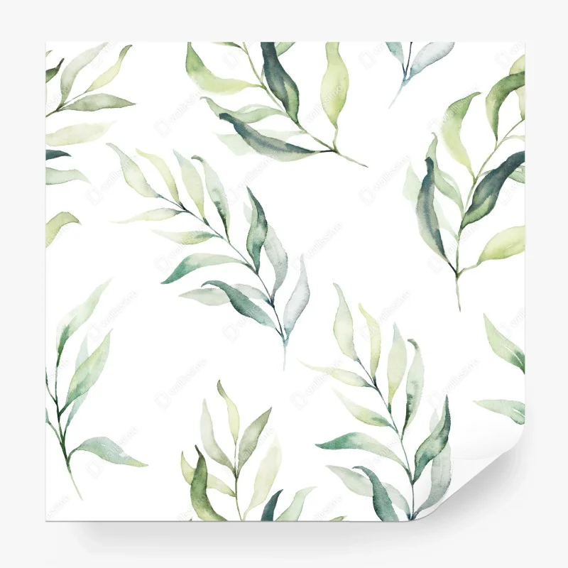 Fototapeta delikatny akwarelowy wzór z liśćmi eukaliptusa