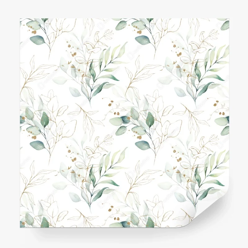 Fototapeta miękki wzór eukaliptusa w akwareli