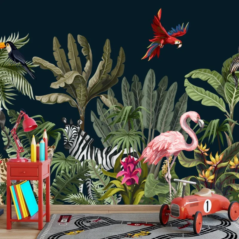 Fototapeta tropikalna scena dżungli z dziką fauną