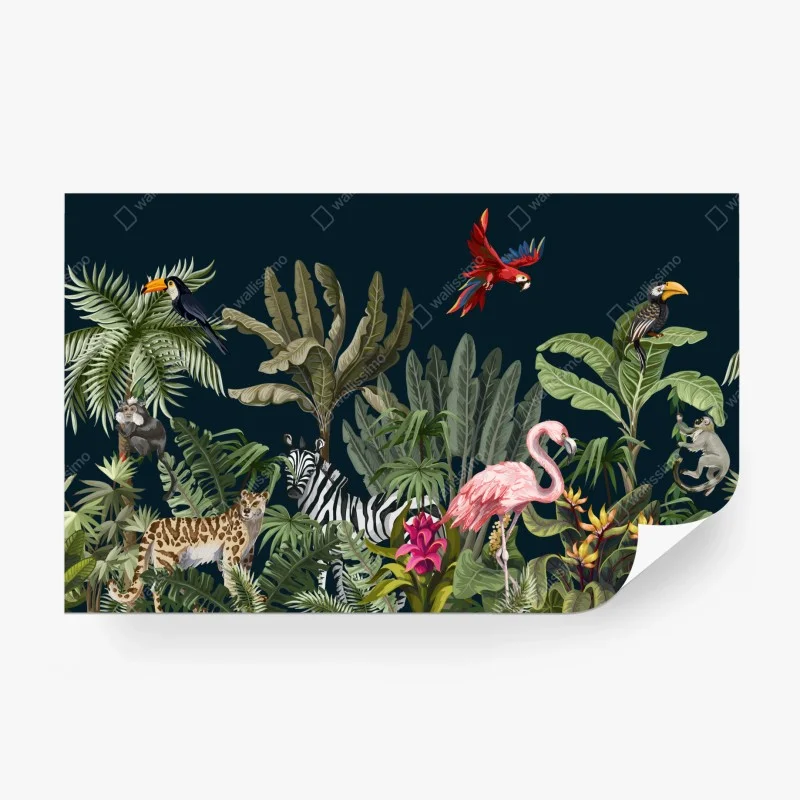 Fototapeta tropikalna scena dżungli z dziką fauną