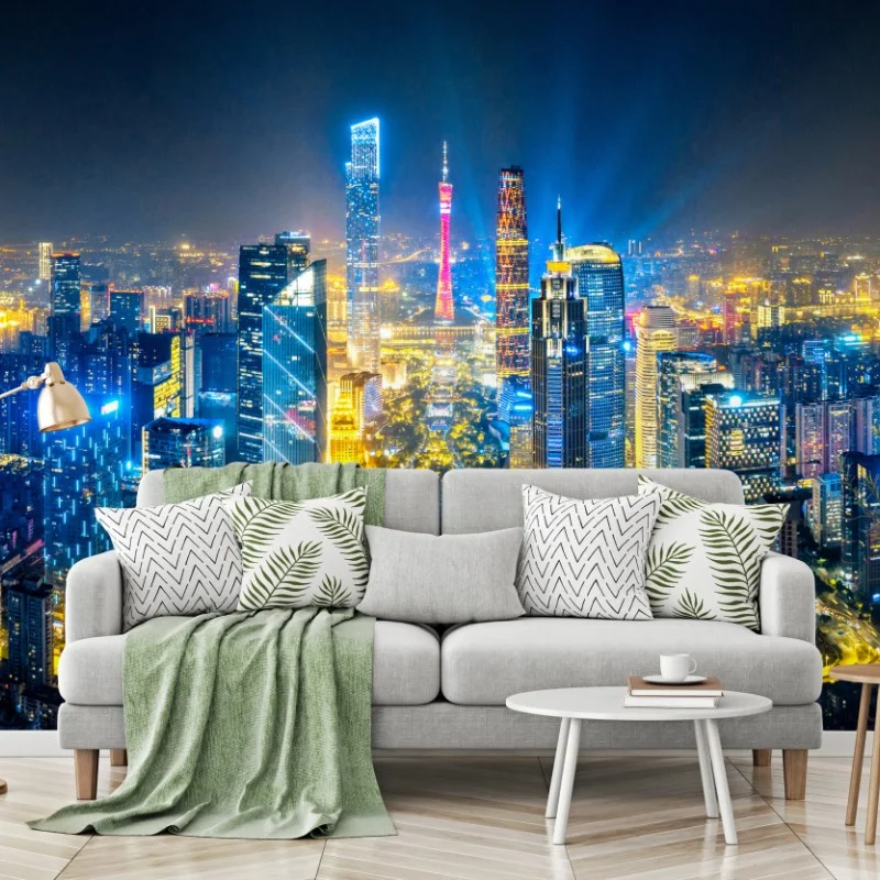 Fototapeta nocna panorama skyline Guangzhou
