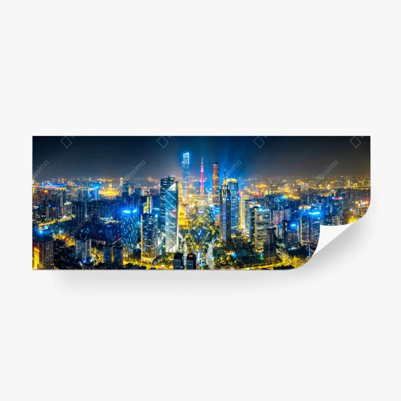 Fototapeta nocna panorama skyline Guangzhou