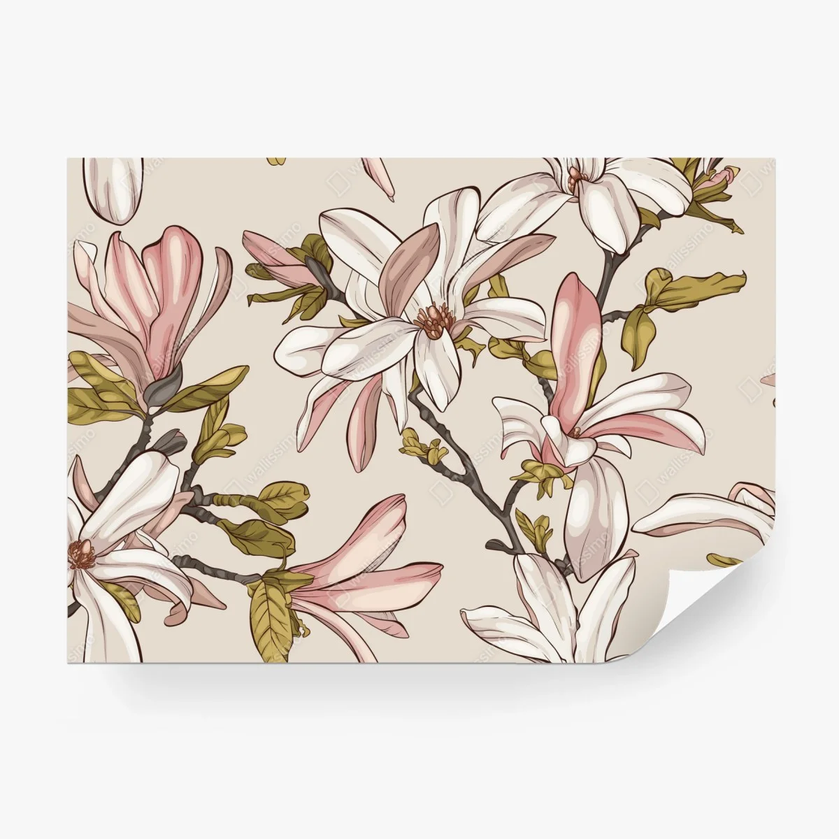Fototapeta pastelowe magnolie na beżowym tle – Wallissimo® Fototapeta pastelowe magnolie na beżowym tle – Wallissimo®