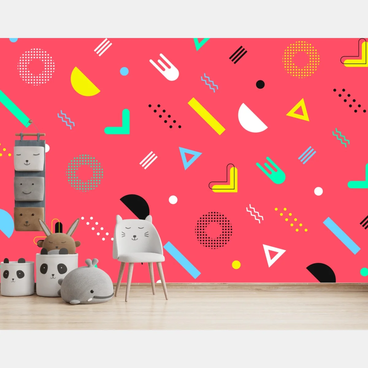 Fototapeta żywy memphis geometryczny wzór – Wallissimo® Fototapeta żywy memphis geometryczny wzór – Wallissimo®