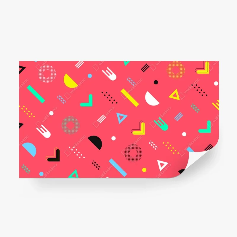 Fototapeta żywy memphis geometryczny wzór – Wallissimo® Fototapeta żywy memphis geometryczny wzór – Wallissimo®