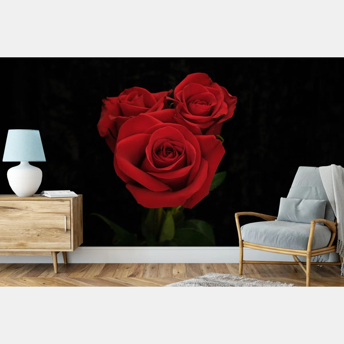 Fototapeta czerwone róże na czarnym tle – Wallissimo® Fototapeta czerwone róże na czarnym tle – Wallissimo®