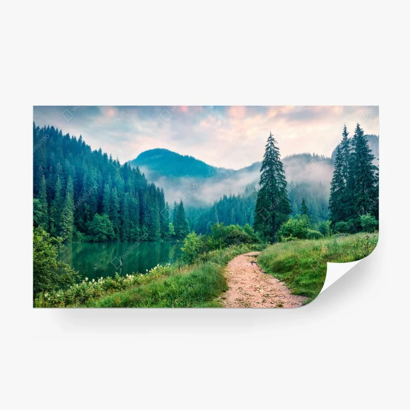 Fototapeta mglisty poranek nad Lacu Roșu