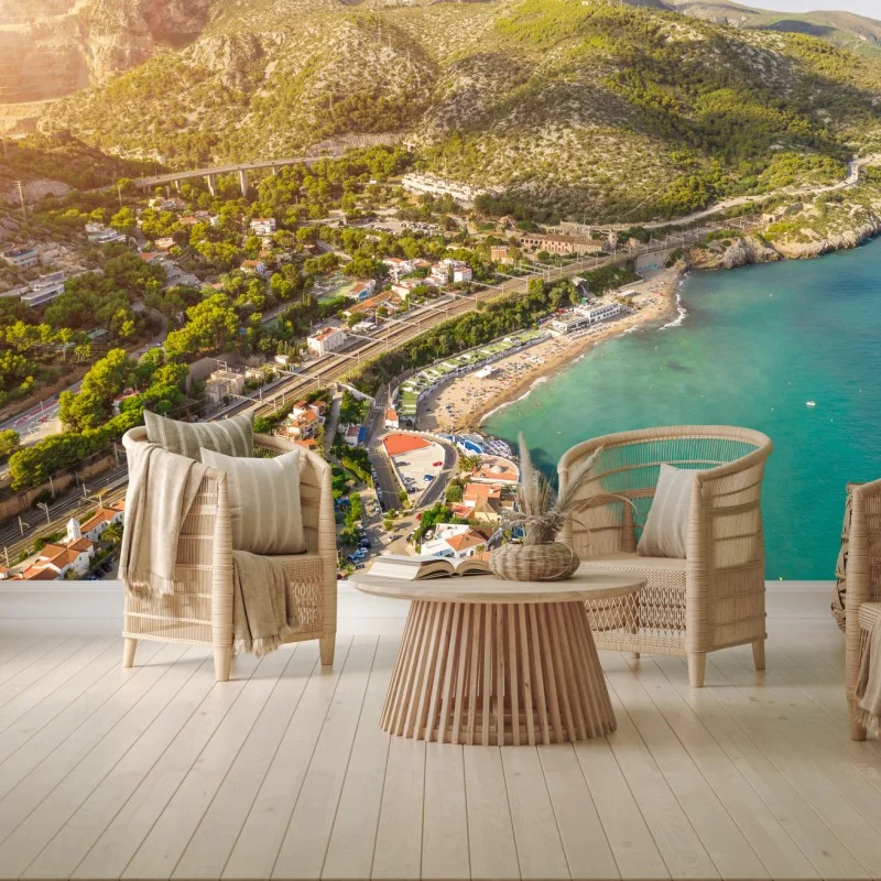 Fototapeta turkusowy nadmorski pejzaż z lotu ptaka