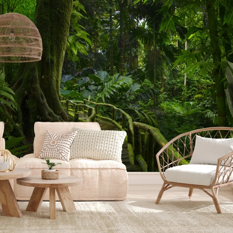 Fototapeta spokojna kładka w dżungli przez bujny las deszczowy