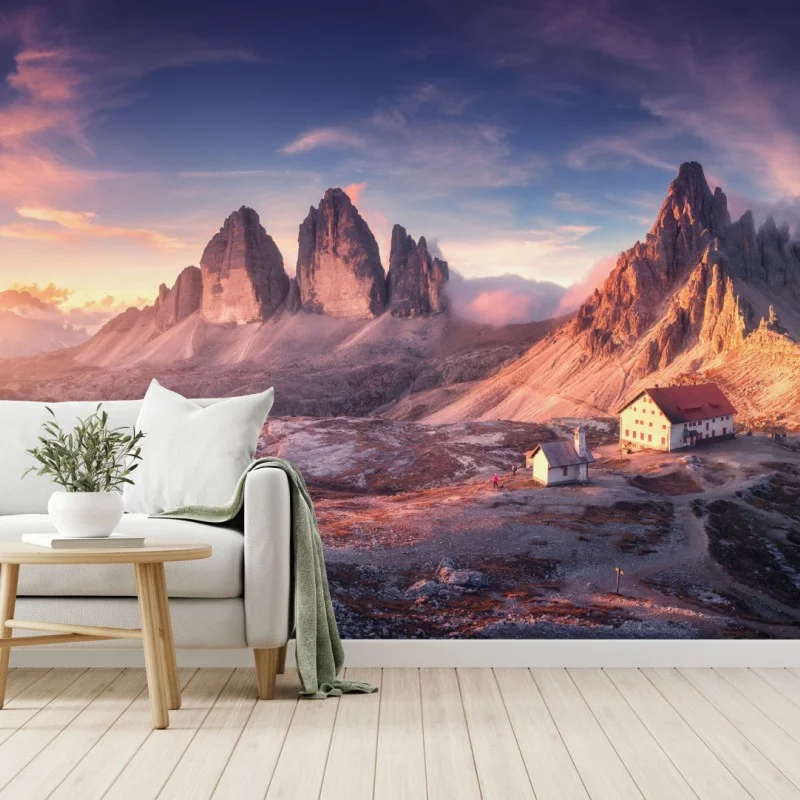 Fototapeta wschód słońca nad szczytami Dolomitów