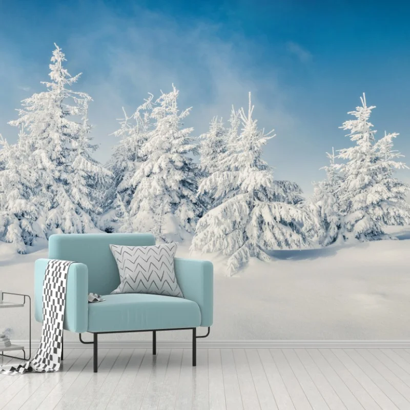 Fototapeta panorama zimowego lasu pokrytego śniegiem