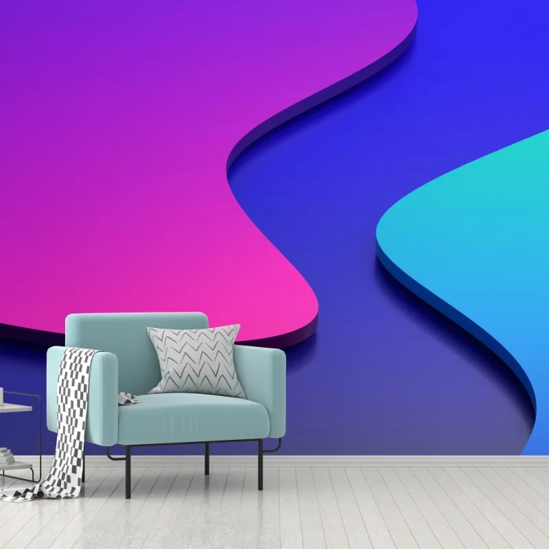 Fototapeta wibrujące fioletowo-niebieskie abstrakcyjne kształty 3d