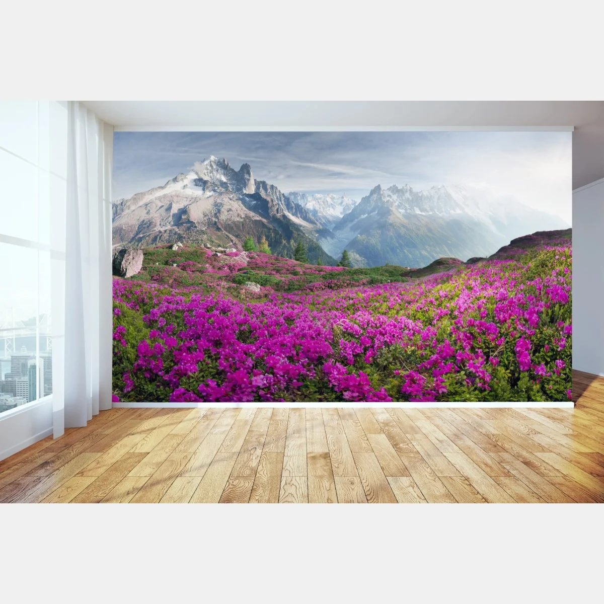 Fototapeta alpejska łąka różaneczników przy Mont Blanc – Wallissimo® Fototapeta alpejska łąka różaneczników przy Mont Blanc – Wallissimo®