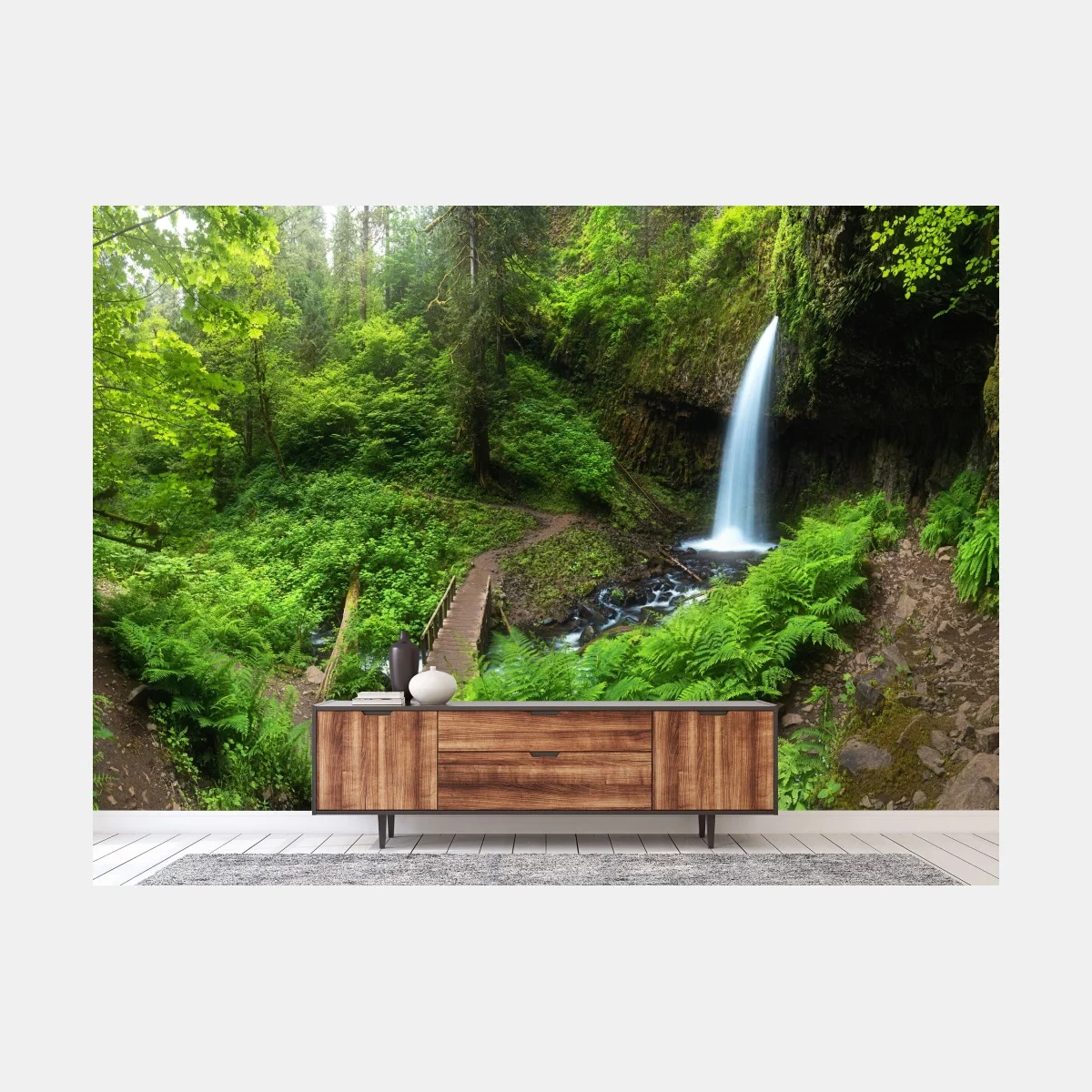 Fototapeta bujny leśny wodospad panorama – Wallissimo® Fototapeta bujny leśny wodospad panorama – Wallissimo®