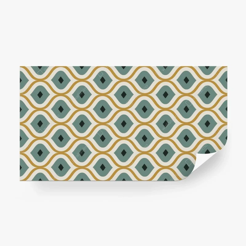 Fototapeta niebiesko-złoty geometryczny ornament