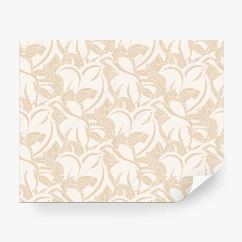 Fototapeta beżowy liściasty wzór botaniczny