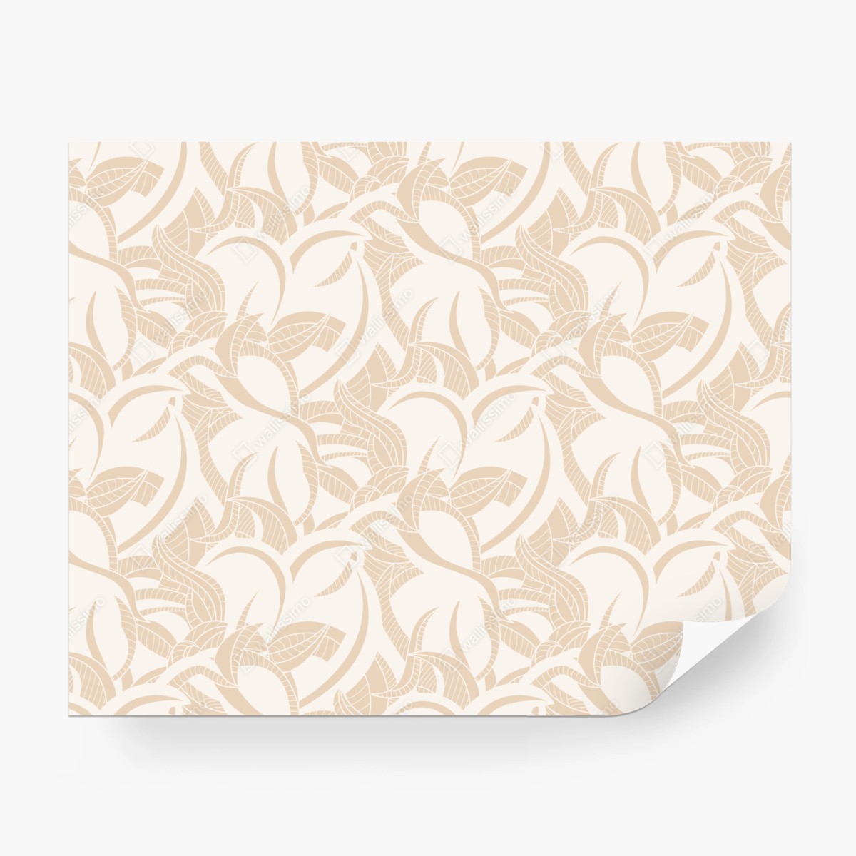 Fototapeta beżowy liściasty wzór botaniczny – Wallissimo®