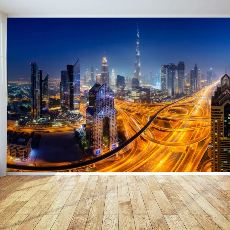 Fototapeta panorama nocnego Dubaju