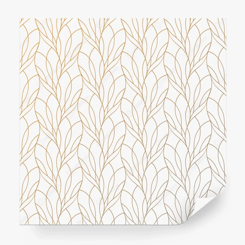 Fototapeta złoty wzór liści na białym tle