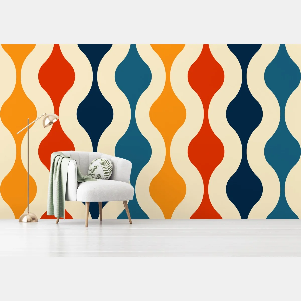 Fototapeta retro falisty wzór mid-century – Wallissimo® Fototapeta retro falisty wzór mid-century – Wallissimo®