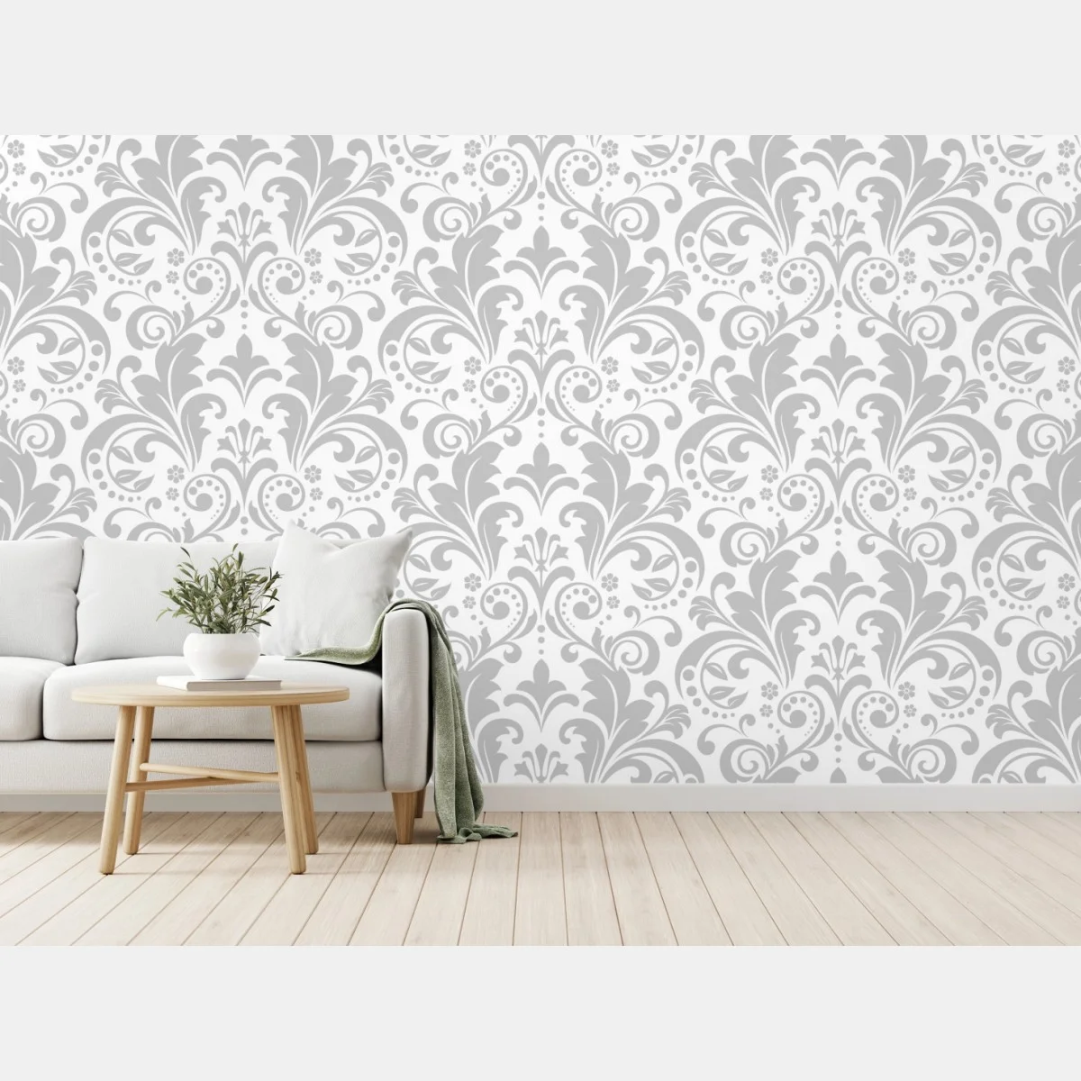 Fototapeta elegancki szary wzór damasceński – Wallissimo® Fototapeta elegancki szary wzór damasceński – Wallissimo®