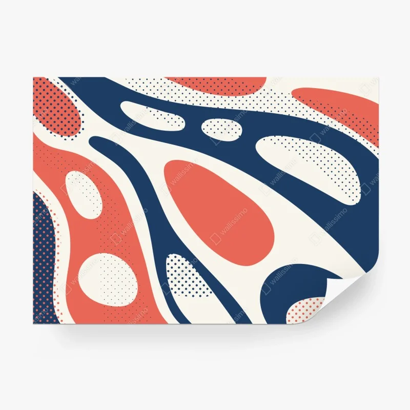 Fototapeta retro koralowo-granatowy abstrakcyjny wzór