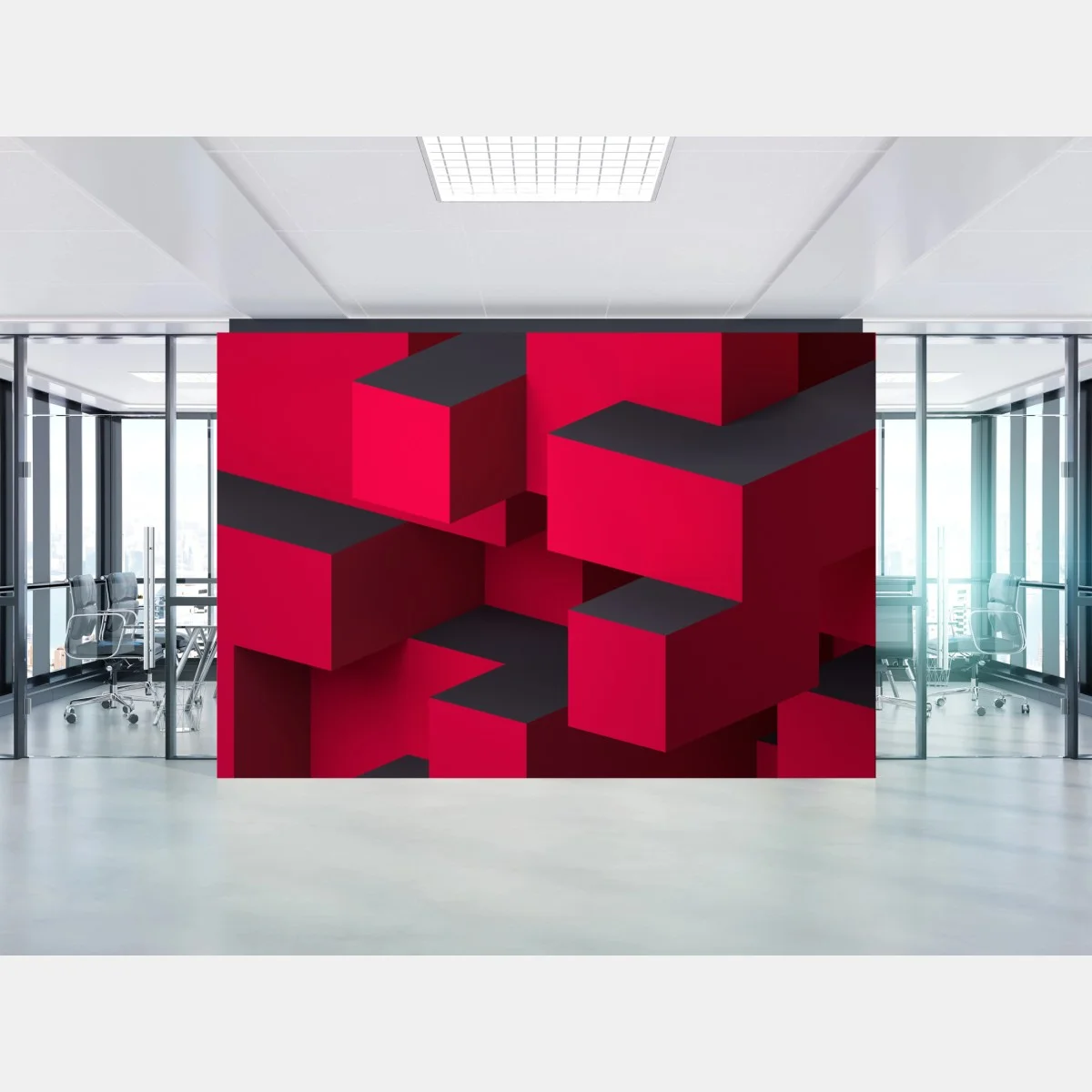 Fototapeta odważne czerwone geometryczne bloki – Wallissimo® Fototapeta odważne czerwone geometryczne bloki – Wallissimo®