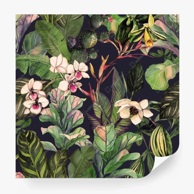 Fototapeta tropikalny akwarelowy wzór botaniczny