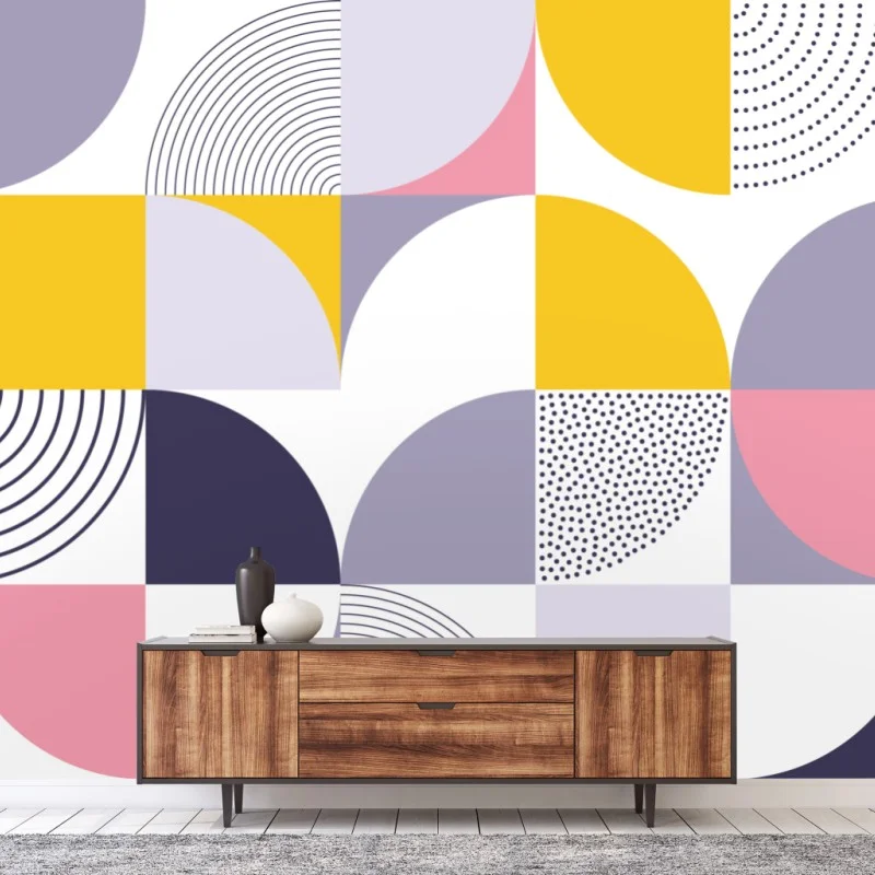 Fototapeta pastelowy geometryczny wzór z półkolami