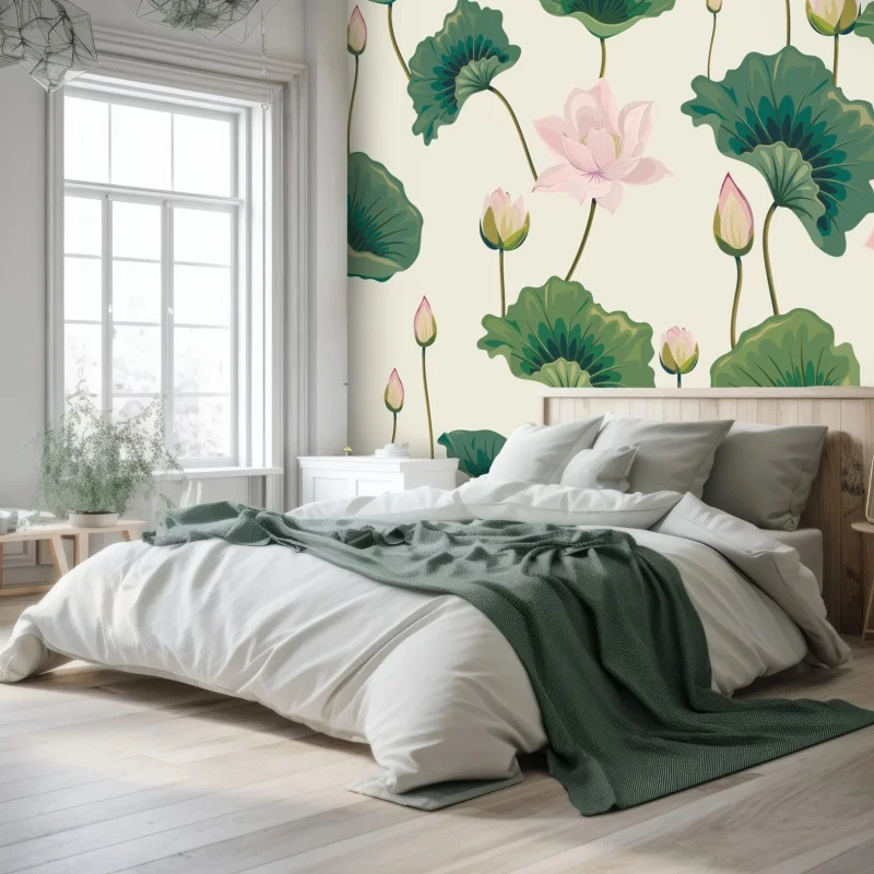 Fototapeta spokojny botaniczny wzór lotosu