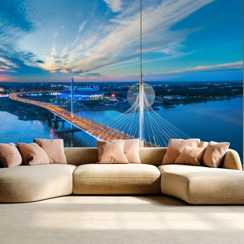 Fototapeta Sankt Petersburg panorama mostu o zmierzchu