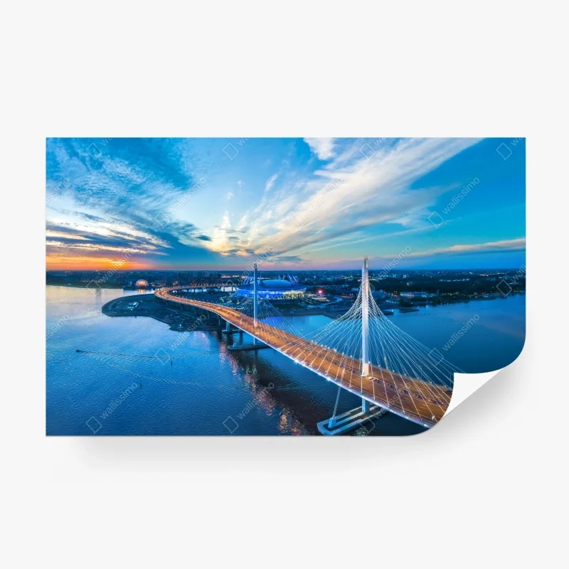 Fototapeta Sankt Petersburg panorama mostu o zmierzchu