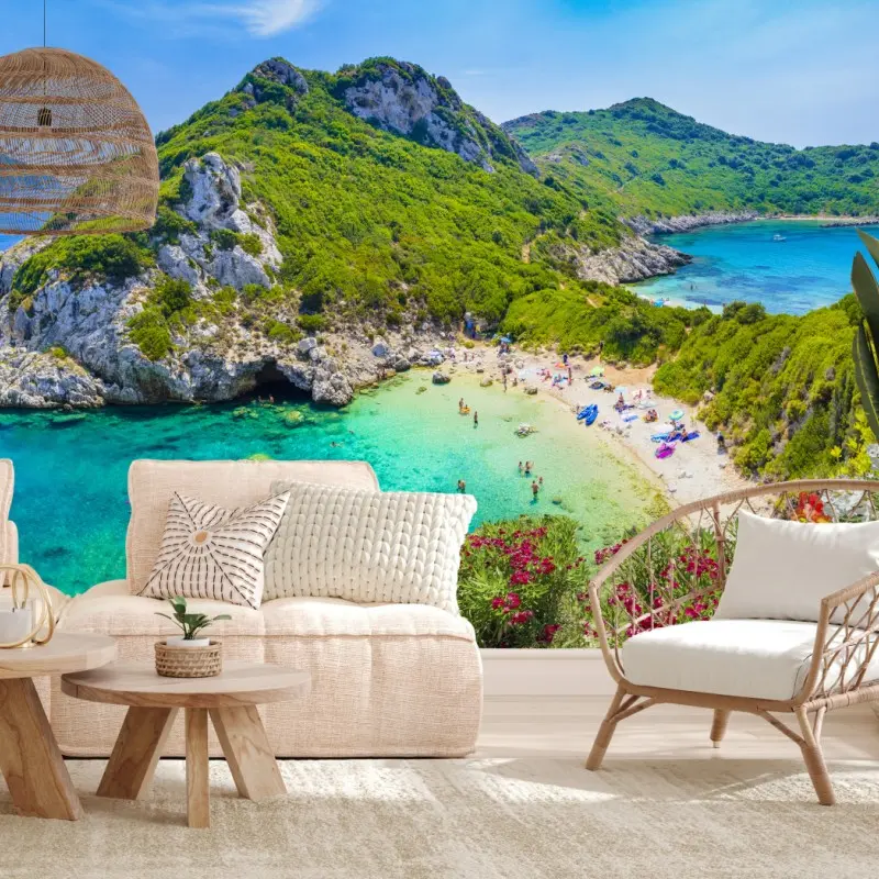 Fototapeta Porto Timoni panoramiczna plaża, Korfu
