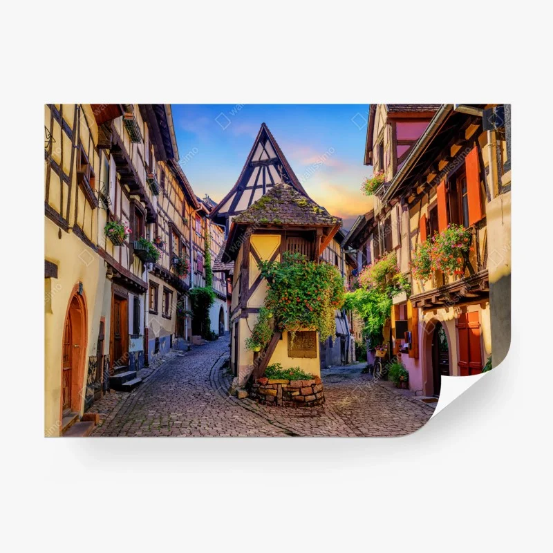Fototapeta urokliwa ulica domów szachulcowych w Eguisheim, Alsacja