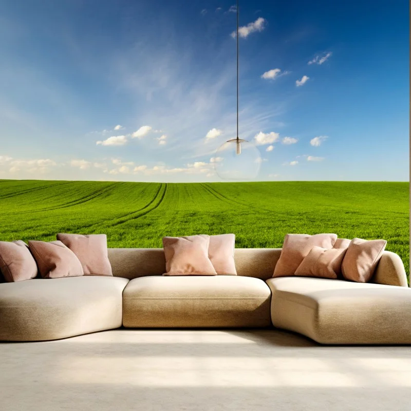 Fototapeta wiosenna zielona panorama łąki