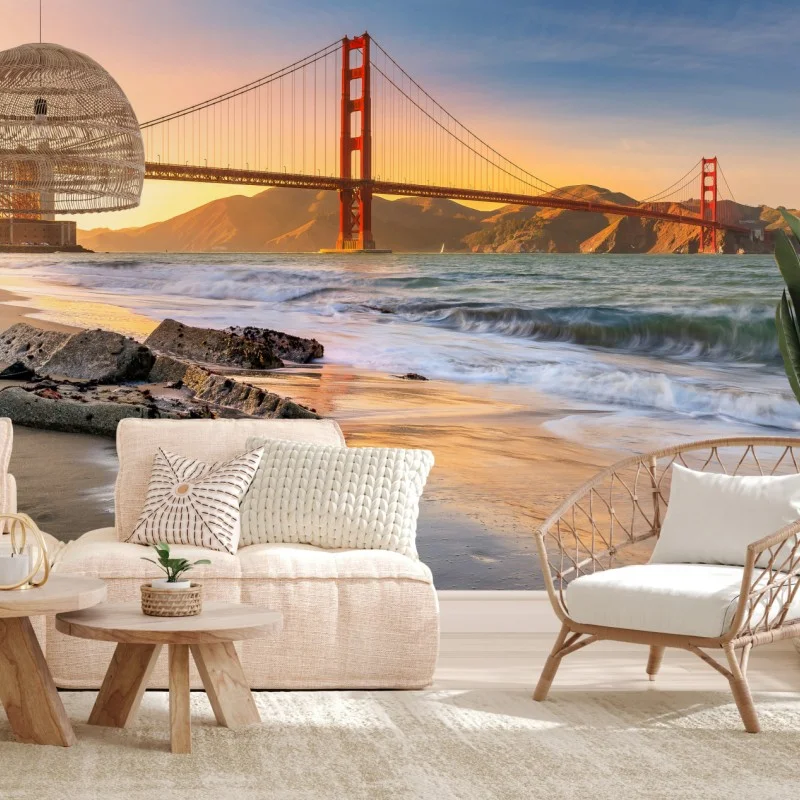 Fototapeta zachód słońca przy Golden Gate Bridge